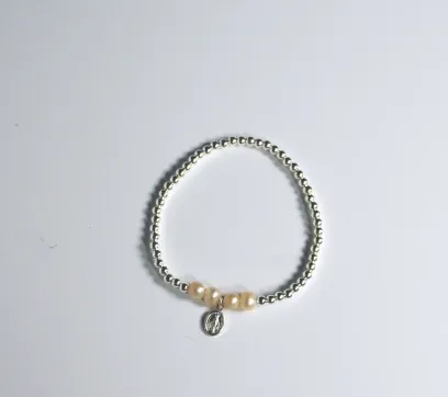 Pulsera bolitas y perlas - Virgen Milagrosa