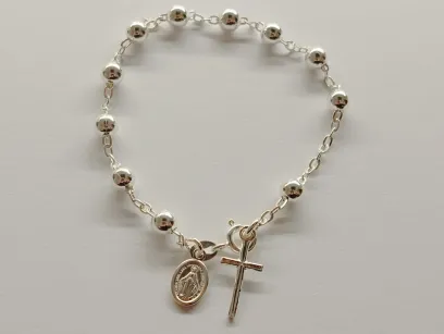 Pulsera decenario - Medalla Milagrosa y Cruz - Plata